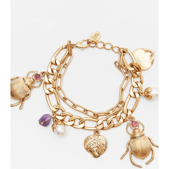 Zara Jewelry Zara Pearl And Beetle Charm Bracelet Poshmark
